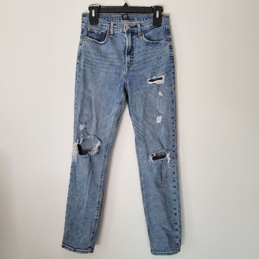 Gap Cigarette Distressed Blue Jeans 4/27r